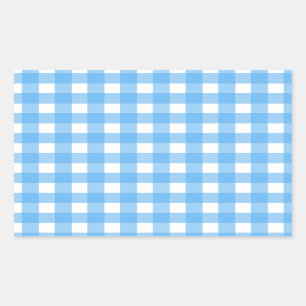 Sky blue gingham rectangular sticker