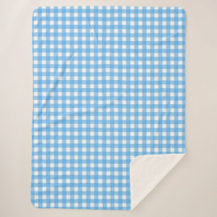 Sky blue gingham sherpa blanket