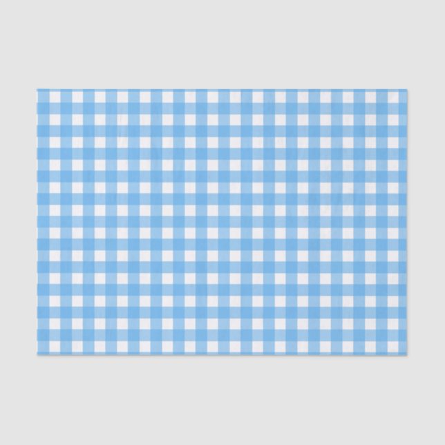 Sky blue gingham tissue paper (Front)