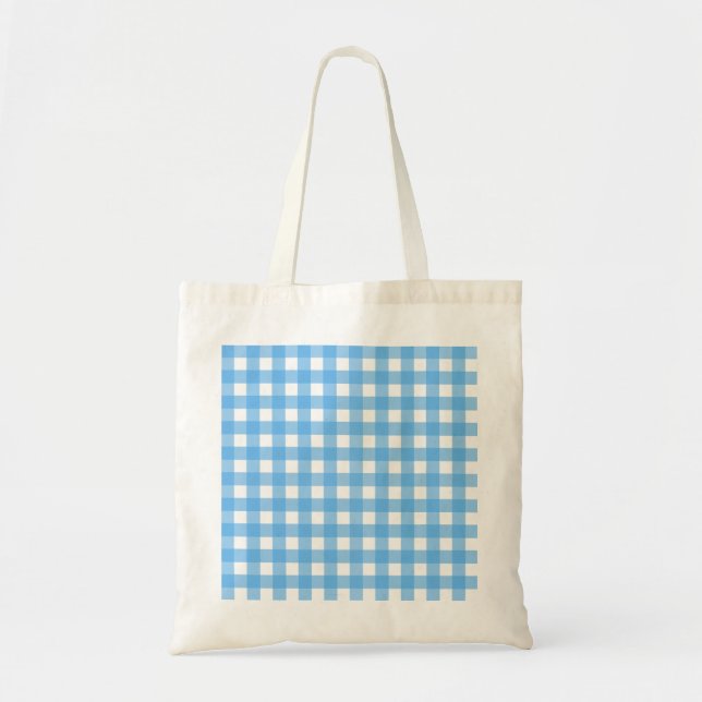 Sky blue gingham tote bag (Front)