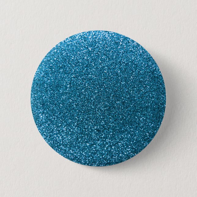 Sky blue glitter 6 cm round badge (Front)