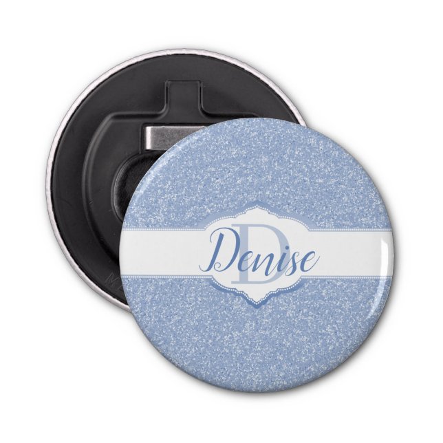 Sky Blue Glitter Monogram Bottle Opener (Front)