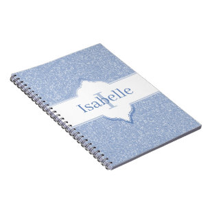 Sky Blue Glitter Monogram Notebook