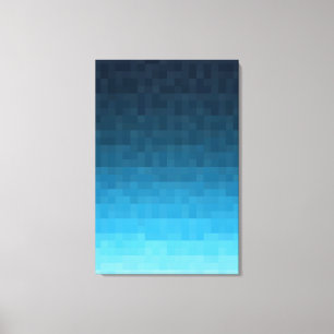 sky blue gradient   pixel square blocks   canvas print