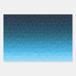 sky blue gradient   pixel square blocks   wrapping paper sheet