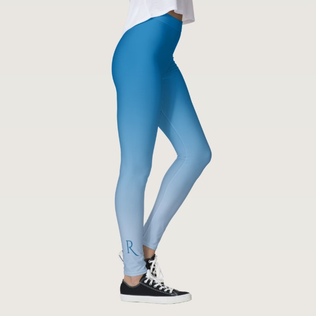 Sky Blue Gradient with Elegant Monogram Leggings (Right)