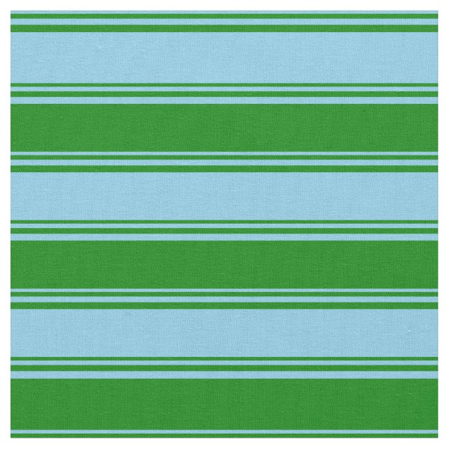 Sky Blue & Green Stripes Fabric (Close Up)