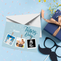 Sky Blue Happy Father's Day Photo Greeting Card