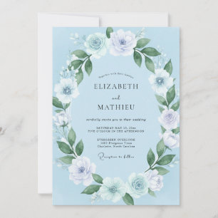 Sky Blue Harmonious Spring Wedding Invitation