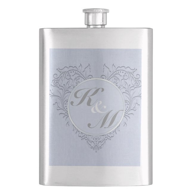 Sky Blue HeartyChic Hip Flask (Front)