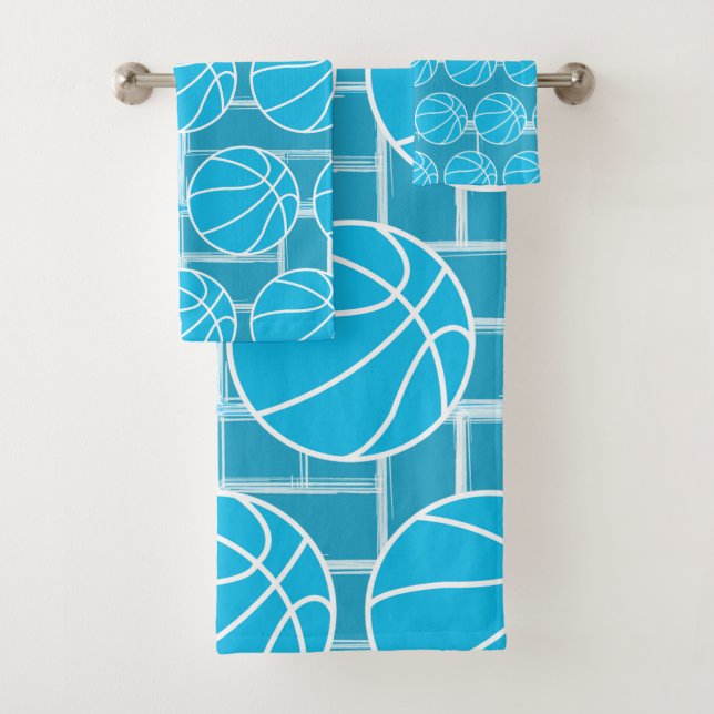 SKY BLUE HOOPS  BATH TOWEL SET (Insitu)