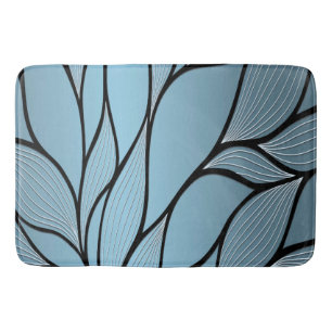 Sky Blue Hues Creative Leave Pattern Bath Mat