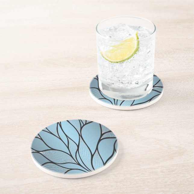 Sky Blue Hues Creative Leave Pattern  Coaster (Side)
