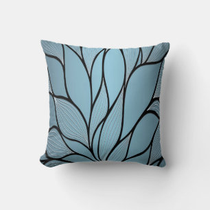 Sky Blue Hues Creative Leave Pattern Cushion