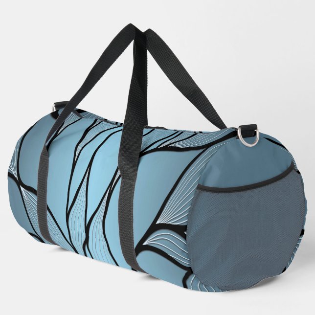 Sky Blue Hues Creative Leave Pattern  Duffle Bag (Right Corner)