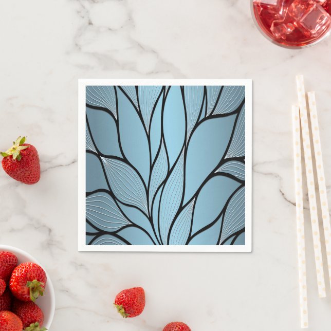 Sky Blue Hues Creative Leave Pattern  Napkin (Insitu)