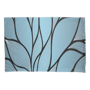 Sky Blue Hues Creative Leave Pattern Pillowcase