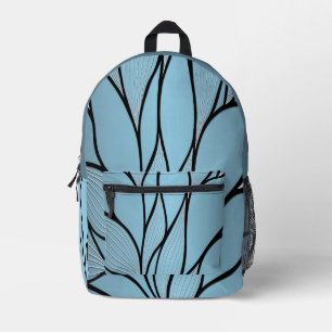 Sky Blue Hues Creative Leave Pattern Printed Backpack