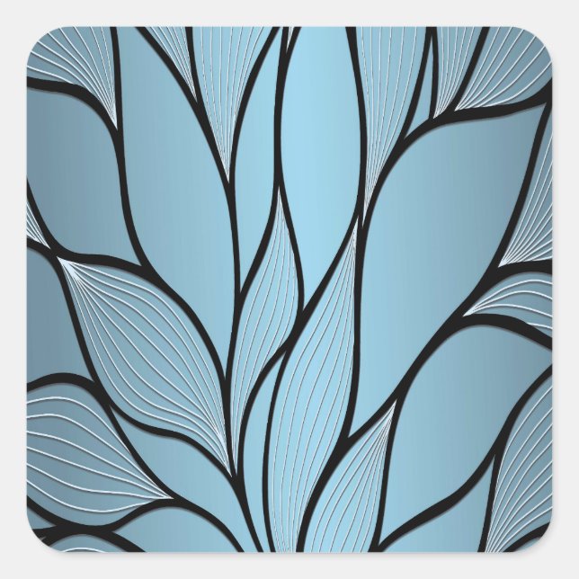 Sky Blue Hues Creative Leave Pattern  Square Sticker (Front)