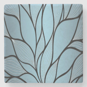 Sky Blue Hues Creative Leave Pattern Stone Coaster