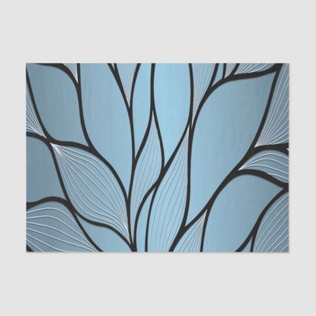 Sky Blue Hues Creative Leave Pattern  Tissue Paper (Front)