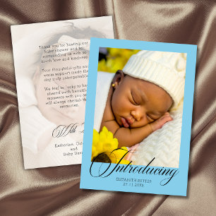 Sky Blue Introducing Photo Baby Thank You Card