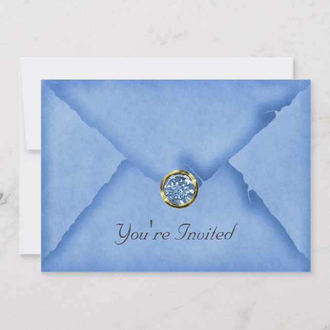 Sky Blue Jewelled Party Invitation (Front)