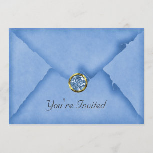 Sky Blue Jewelled Party Invitation