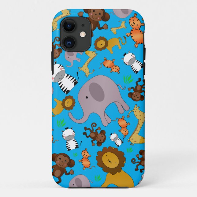 Sky blue jungle safari animals Case-Mate iPhone case (Back)