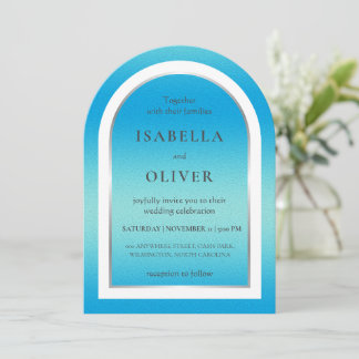 Sky blue light gradient wedding invitation