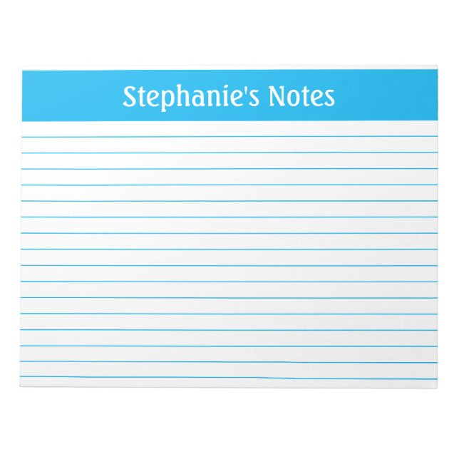Sky Blue Lined 11 x 8.5 Landscape Personalised Notepad (Front)