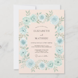 Sky Blue Lush Floral Wedding Invitation