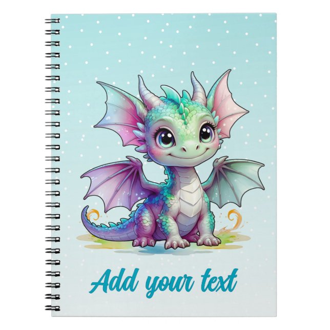 Sky Blue Magic Dragon – Personalised Notebook (Front)
