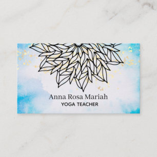 *~* Sky Blue Mandala Glitter Spiritual Yoga Business Card