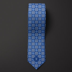 Sky Blue Mandala Monogram Tie