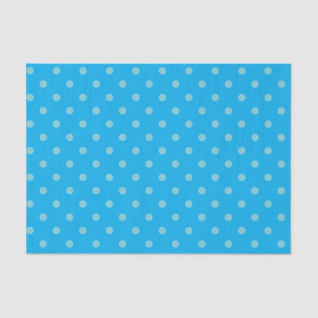Sky Blue & Medium Blue Polka Dots Tissue Paper (Front)