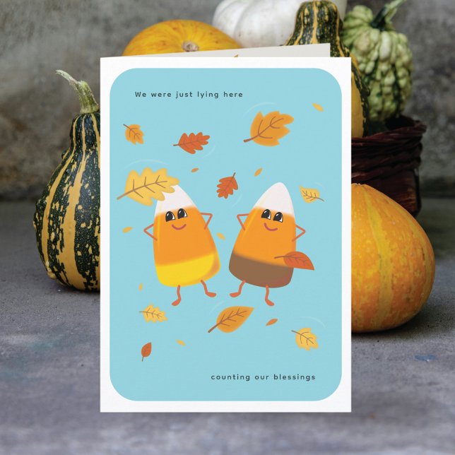Sky Blue | Mixed Candy Corn Couple | Fall Holiday Card (Creator Uploaded)