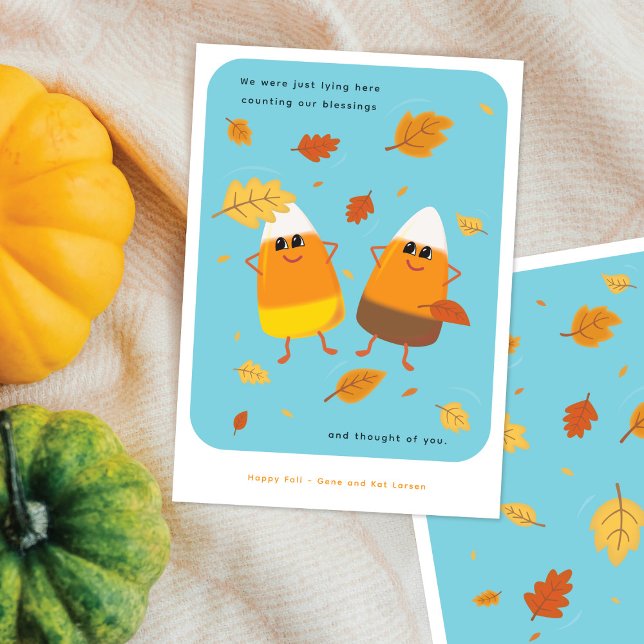 Sky Blue | Mixed Candy Corn Couple | Fall Holiday Card (Creator Uploaded)