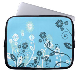 Sky Blue Modern Floral Laptop Sleeve