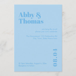 Sky Blue Modern Minimalist Simple Bold Wedding Invitation
