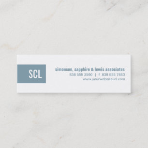 Sky Blue Monogram Strip Mini Business Card