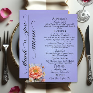Sky Blue - Monogram, Wildflowers & Thank You Menu