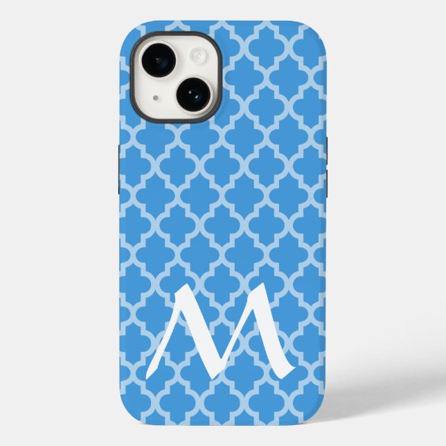 Sky Blue Moroccan Moods Quatrefoil Case-Mate iPhone Case (Back)
