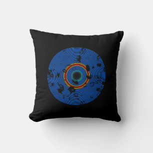 Sky Blue Multicolor Vinyl Disc Texture Pattern Cushion