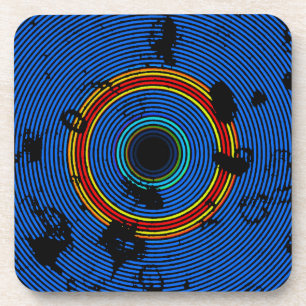 Sky Blue Multicolored Circle Pattern Coaster