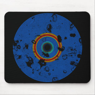 Sky Blue Multicolored Vinyl Disc Texture Pattern Mouse Pad