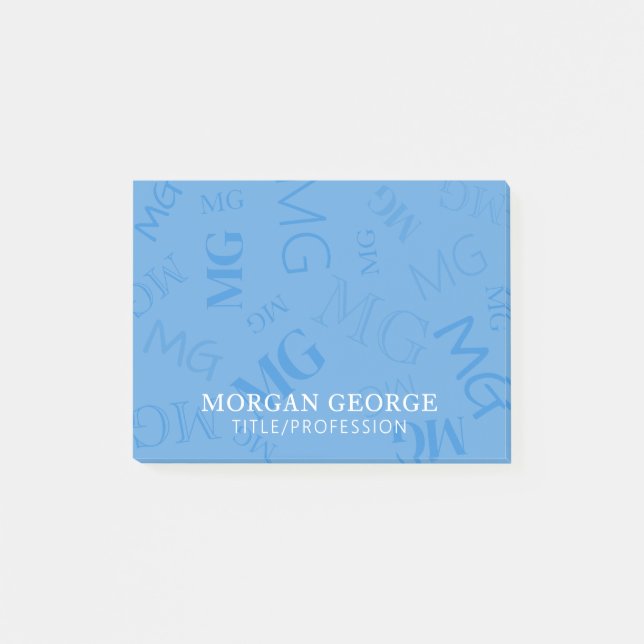 Sky Blue Myriad of Monograms With Your Name Post-it Notes (Front)