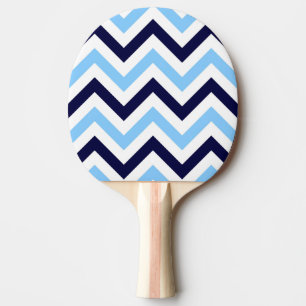 Sky Blue, Navy, White Large Chevron ZigZag Pattern Ping Pong Paddle