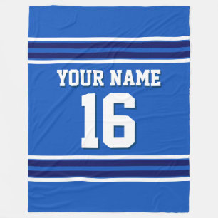 Sky Blue Navy White Team Jersey Sports Jersey Fleece Blanket