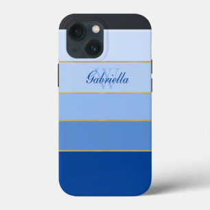 Sky Blue Ombre Colour Blocks Personalised Case-Mat iPhone 13 Mini Case